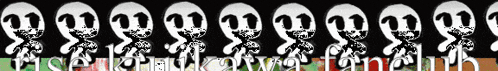 a row of skulls are lined up in a row on a black background