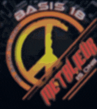 a logo for basis 18 metaleur with a peace sign in the center