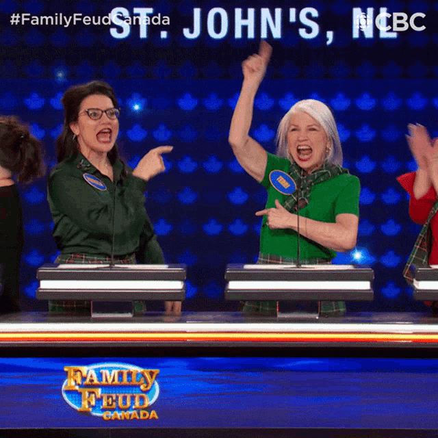 a group of women are on a family feud show