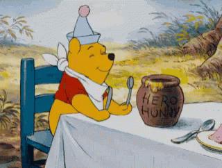 Pooh Bear Happy GIF - Pooh Bear Happy Waiting For Her Food GIFs