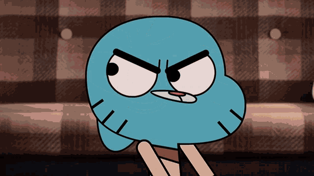 gumball from the amazing world of gumball has an angry face