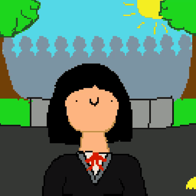 a pixel art drawing of a girl with short hair