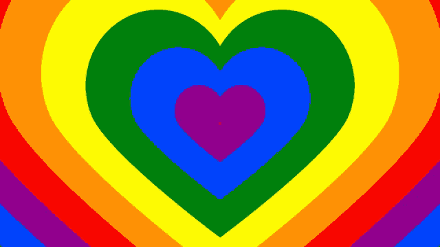 a rainbow heart with a pink heart in the center