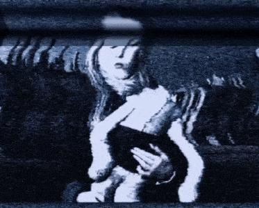 a black and white painting of a woman holding a man 's hand .