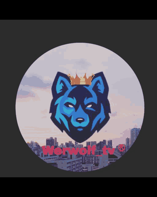 a blue wolf with a crown on its head and the words werwolf tv