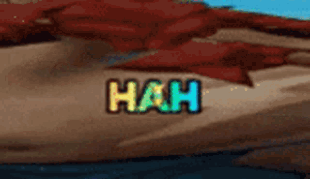 the word nah is written in rainbow colored letters on a cartoon background .