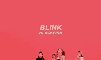 a group of women are standing next to each other on a pink background with the words blink blackpink on it .