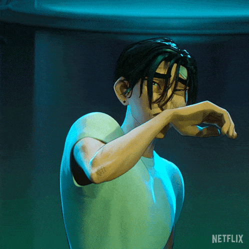 a cartoon of a man with a netflix logo on the bottom