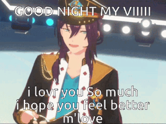 a cartoon character says good night my viii i love you so much i hope you feel better i love