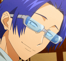 a close up of a person wearing glasses