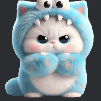 a stuffed animal wearing a blue cat costume