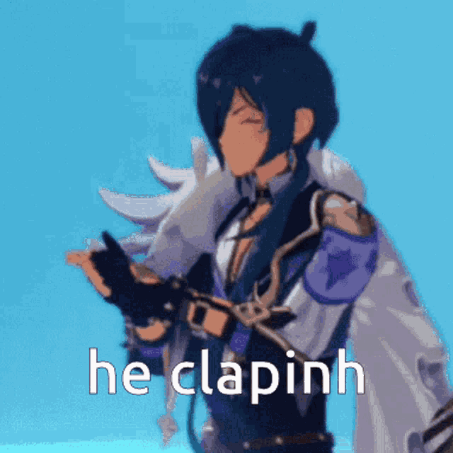 a cartoon character with the words he clapinh written on the bottom