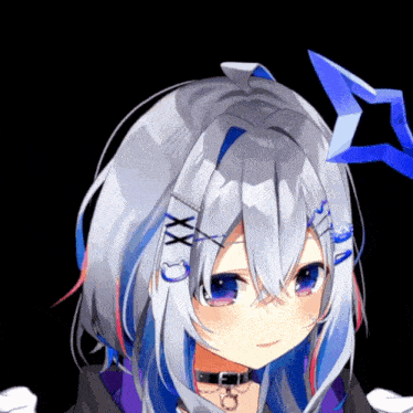 a drawing of a girl with a choker and a star in her hair