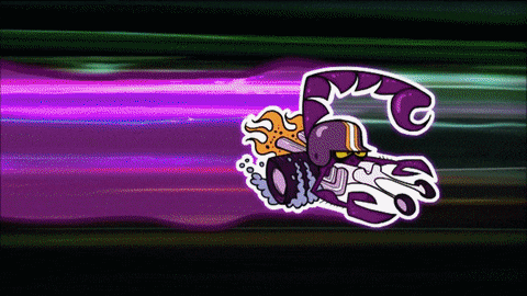 a cartoon of a scorpion driving a car with flames coming out of the wheels