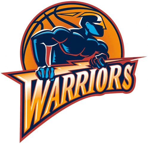 a logo for the golden state warriors shows a basketball player