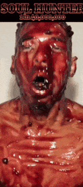 a man with blood on his face is on the cover of a book called soul hunter