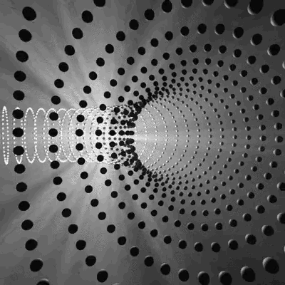 a black and white optical illusion of a tunnel of circles