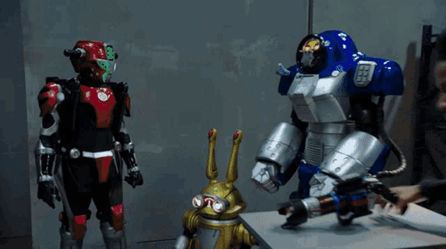 a blue robot with the number 88 on its chest