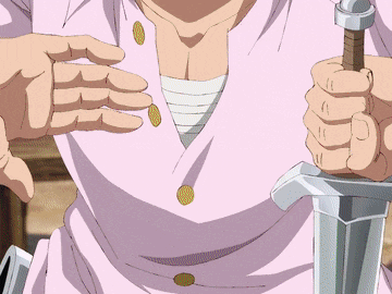a person holding a knife with the words as if i 'd let you below it