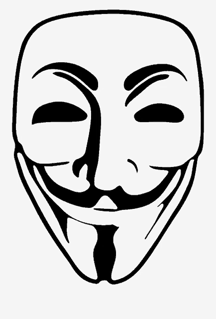 a black and white drawing of a anonymous mask