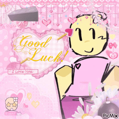 a picture of a person with a heart and the words good luck