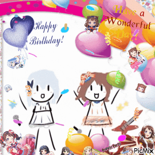a birthday card that says have a wonderful day with balloons