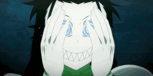 a cartoon character covering his face with his hands