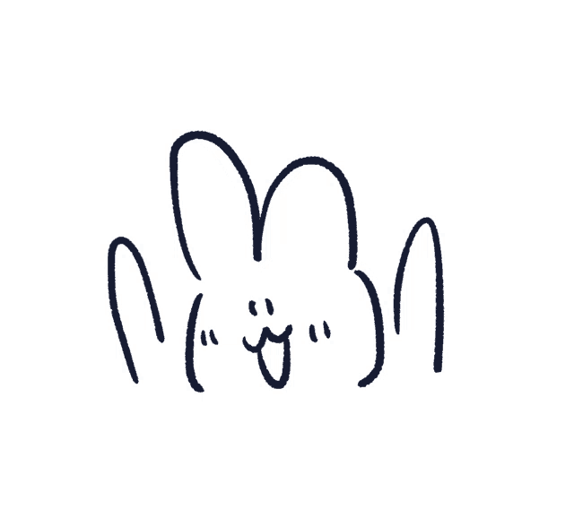 a drawing of a rabbit with a face and the letter m
