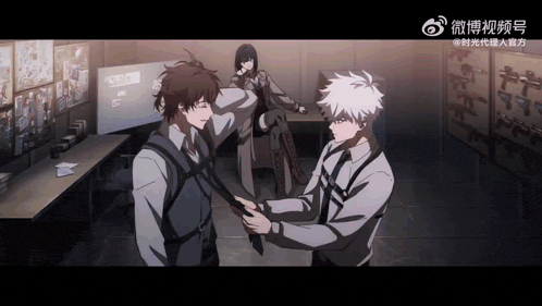 a cartoon of a man tying another man 's tie in a room