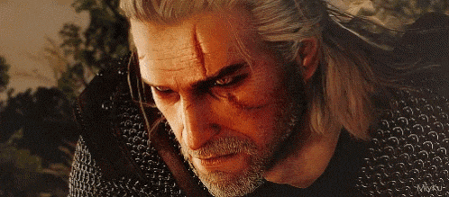 a close up of a man 's face with a beard and a chain mail jacket .