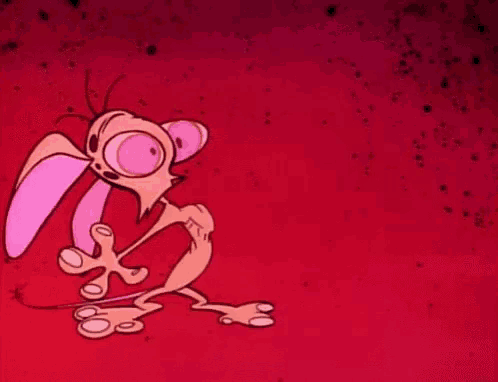 a pink cartoon character is holding a heart in his hand .