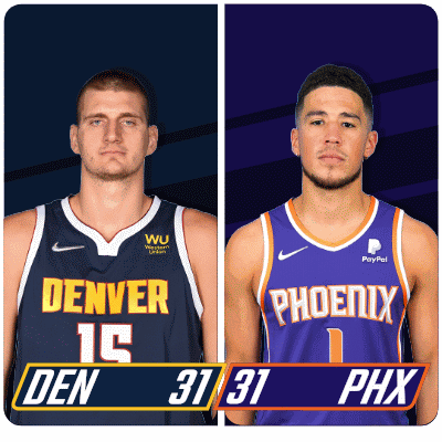 Denver Nuggets (31) Vs. Phoenix Suns (31) First-second Period Break GIF - Nba Basketball Nba 2021 GIFs