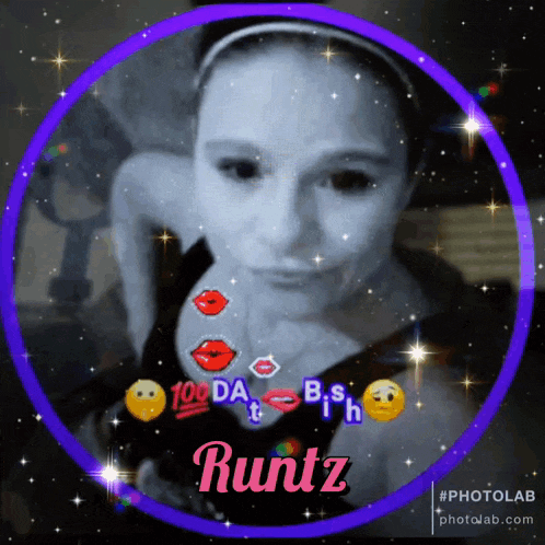 a picture of a woman with the name runtz written on it