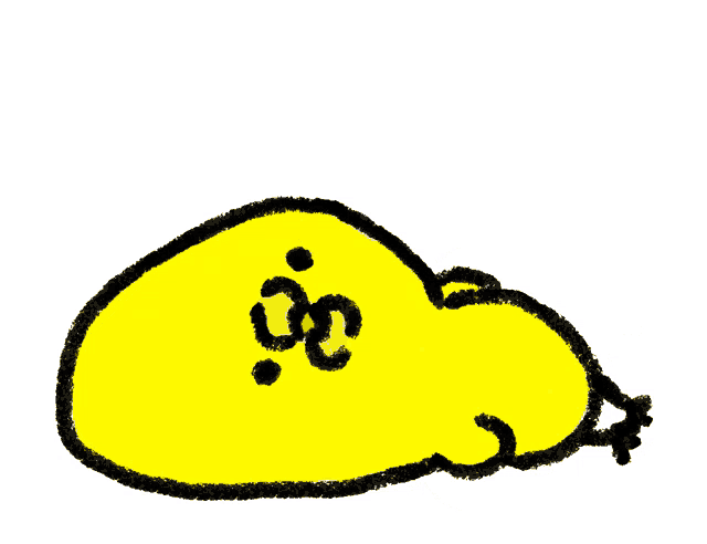 a cartoon drawing of a yellow bubble with a black outline