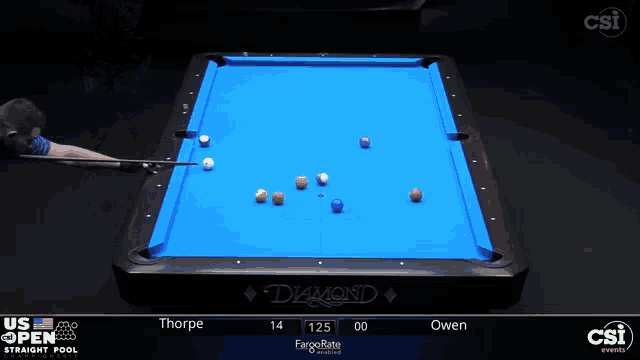 a pool table with a blue cloth that says diamond