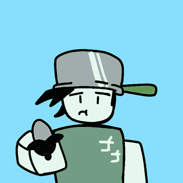 a cartoon of a man holding a corn on the cob with the letter t on the shirt