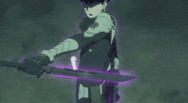 a cartoon character with purple eyes has a shadow on his face
