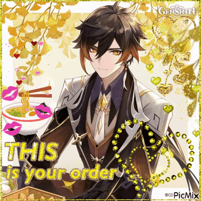 a picture of a genshin anime character with a bowl of noodles