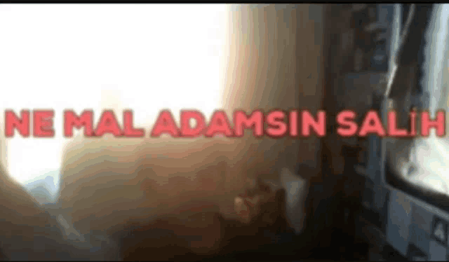 a blurred image of a room with the words ne mal adamsin salih on it