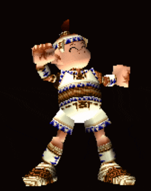 a cartoon character is wearing a native american outfit and has a headband on his head