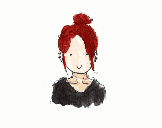 a drawing of a girl with red hair giving the middle finger with the words fuuuug youuu written below her
