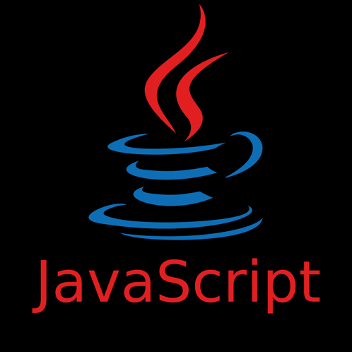 a logo for javascript with a cup of coffee and smoke coming out of it