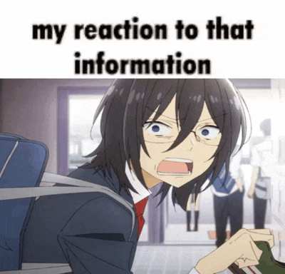 a cartoon of a girl with glasses and the words my reaction to that information
