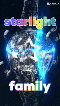 a poster that says starlight family with a blue light coming out of it