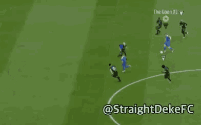 a soccer game is being played with the hashtag straightdekefc on the bottom right