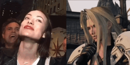 a man and a woman are standing next to each other in a video game