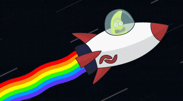 a cartoon character is flying on a rocket with the number 2 on the side