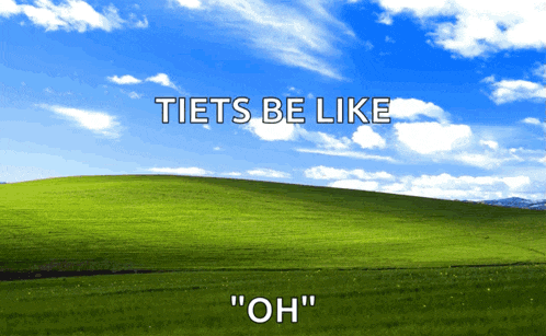 a picture of a grassy hill with the words " tiets be like " on it