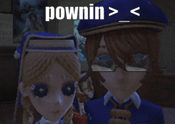 a boy and a girl are standing next to each other with the words pownin written above them
