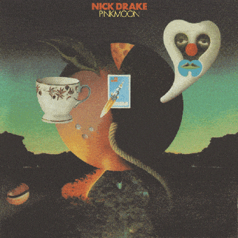 the album cover for nick drake 's pinkmoon features a peach and a cup of tea